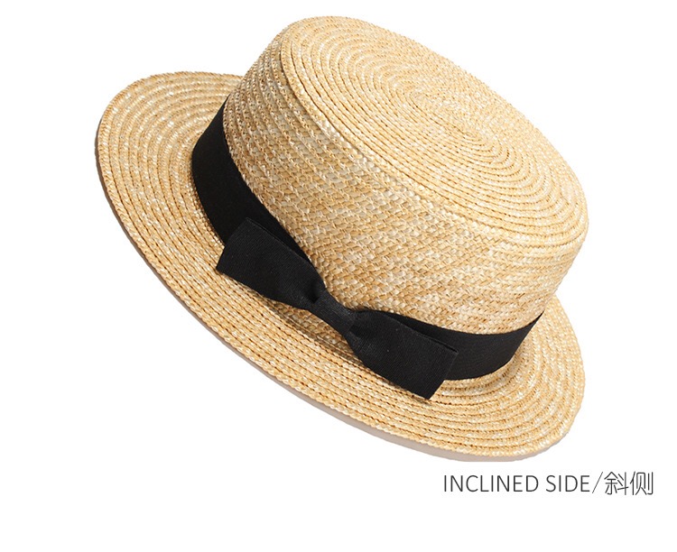 Flat Top Natural Wheat Straw Hat