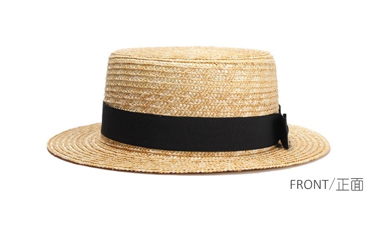 Flat Top Natural Wheat Straw Hat
